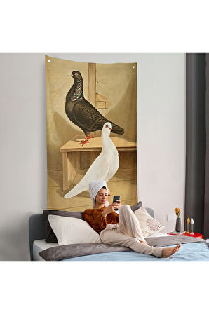 Gustav Prütz - Sevimli İtalyan Güvercinleri Duvar Örtüsü-7320