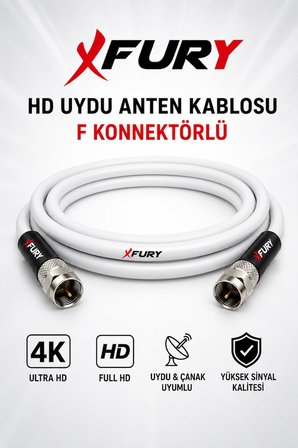 FURY HD Uydu Anten Kablosu 2 Metre F Konnektörlü Full HD 4K TV Kablosu