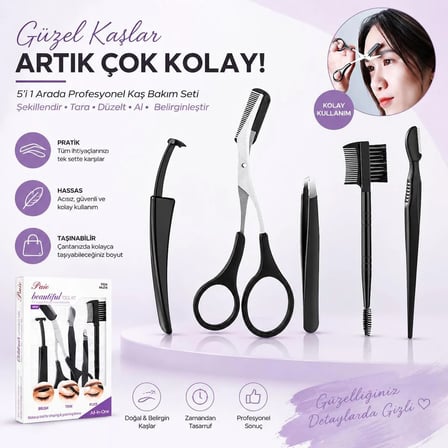 Kaş & Kirpik Bakım ve Şekillendirme Seti - 5 Parça Profesyonel Güzellik Kiti