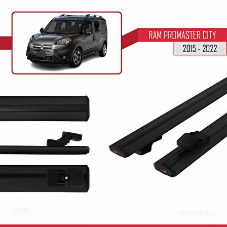 Ram Promaster City (636) 2015-2022 Arası ile Uyumlu BASIC Model Ara Atkı Tavan Barı Siyah 2 Adet