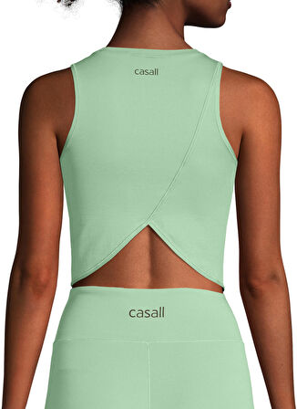 Casall Yeşil O Yaka Kadın Düz Atlet 22134-368 Overlap Crop Top