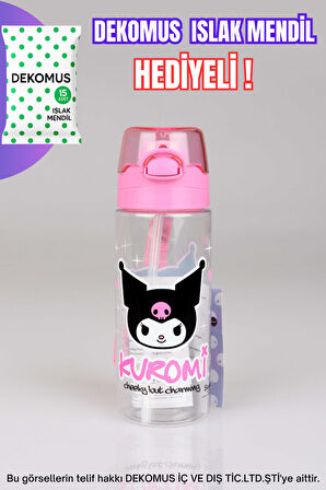 "DEKOMUS ISLAK MENDİL HEDİYELİ" YENİ SEZON LİSANSLI KUROMI TRITAN MATARA 500 ML 