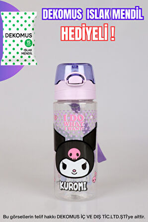 "DEKOMUS ISLAK MENDİL HEDİYELİ" YENİ SEZON LİSANSLI KUROMI TRITAN MATARA 500 ML 
