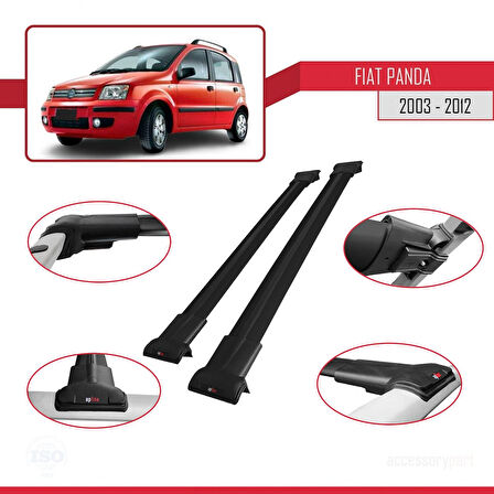Fiat Panda 2 (169) 2003-2012 Arası ile Uyumlu FLY Model Ara Atkı Tavan Barı Siyah 2 Adet