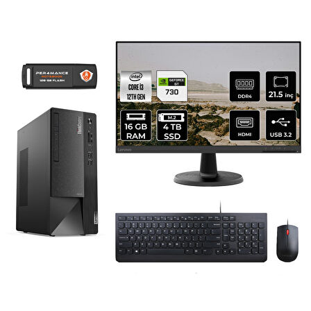 LENOVO Neo 50T M01ATXD315 i3 12100 16GB RAM 4TB SSD GT730 4GB 21.5" FDOS MASAÜSTÜ PC