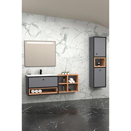 ESPERO 145 CM BEYAZ LAVABOLU BANYO DOLABI - BOY DOLAP DAHİL
