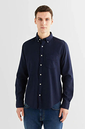 Gant Erkek Lacivert Regular Fit Düğmeli Yaka Gömlek