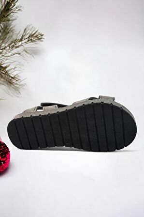 Siyah Cırt Cırtlı Unisex Bebek Sandalet