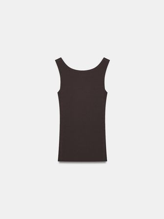 Geniş Askılı Basic Pamuk Top-Kahve