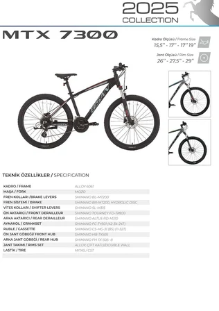 MTX 7300 29 Jant 19" - 48 CM KADRO HD Dağ Bisikleti 3x8 Vites		