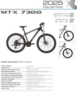 MTX 7300 29 Jant 19" - 48 CM KADRO HD Dağ Bisikleti 3x8 Vites		