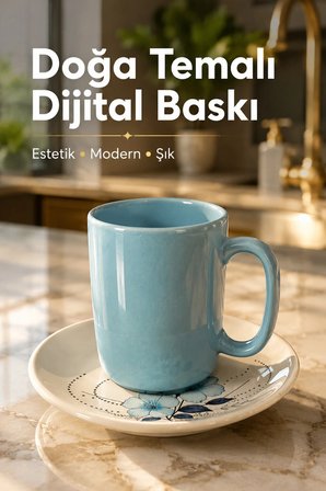 Seramik 12 Parça 6 Kişilik Türk Kahvesi Fincan Takımı 100 ml Kahve Seti