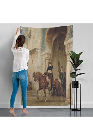 Henri Émilien Rousseau - Saraydan Ayrılan Süvari Duvar Örtüsü - Horseman leaving à palace-7330
