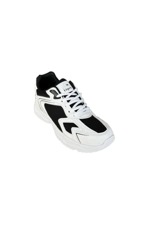 Unisex Faylon Taban Bağcıklı Spor Ayakkabı BEYAZ SİYAH
