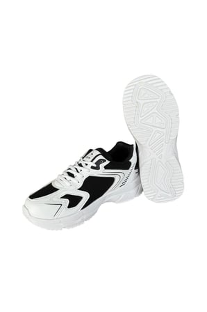 Unisex Faylon Taban Bağcıklı Spor Ayakkabı BEYAZ SİYAH