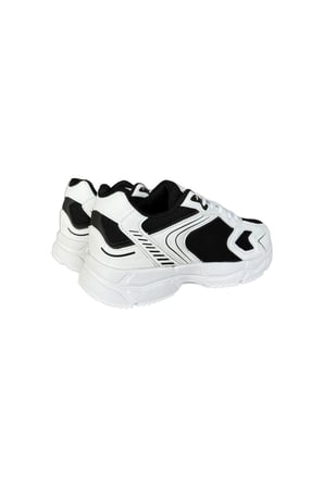 Unisex Faylon Taban Bağcıklı Spor Ayakkabı BEYAZ SİYAH