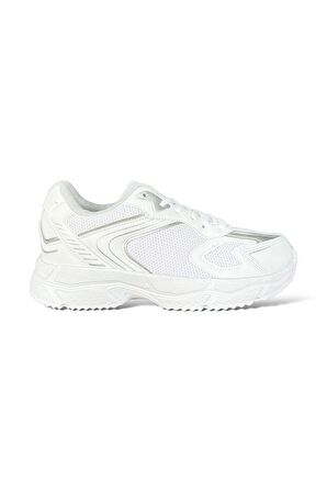 Unisex Faylon Taban Bağcıklı Spor Ayakkabı BEYAZ GÜMÜŞ