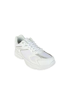 Unisex Faylon Taban Bağcıklı Spor Ayakkabı BEYAZ GÜMÜŞ
