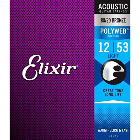 Elixir 012-053  80/20 Bronz Polyweb Akustik Gitar Teli (11050)