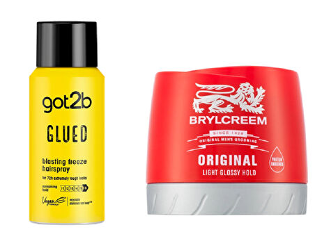 Schwarzkop Got2B Glued  Seyahat Saç Spreyi 100ML+Brylcreem Orijinal Saç Şekillendirici Krem 150Ml