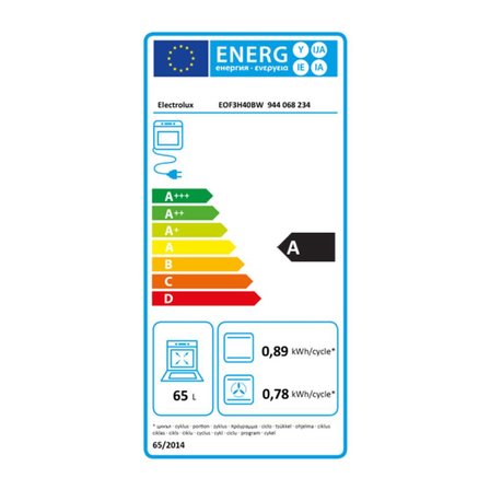 Electrolux EOF3H40BW Ankastre Fırın, Beyaz Renk, 65 Litre, 9 Programlı, A Enerji Sınıfı