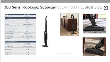 ELECTROLUX ES31CB18GG DIKEY SARJLI SUPURGE (900402230)