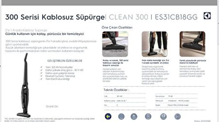 ELECTROLUX ES31CB18GG DIKEY SARJLI SUPURGE (900402230)