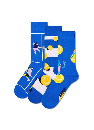 Happy Socks Mavi Erkek Desenli Çorap 3-Pack Tennis Socks Gift Set