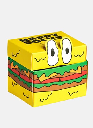 Happy Socks Siyah Erkek Desenli Çorap Mini & Me 2-Pack Smelly Burger Sock