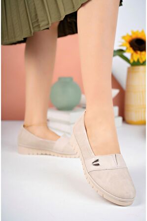 Ortopedik Taban V Tokalı Krem Ayakkabı