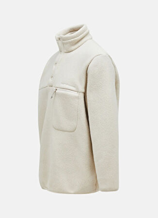 M Fleece Snap T-Neck-SAND FOG Krem Fermuarlı Yaka Normal Kalıp Erkek Polar Sweatshırt