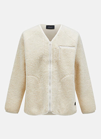 Bej Erkek V Yaka Bol Kesim Polar Sweatshırt G79060020_M Heavy Pile Cardigan