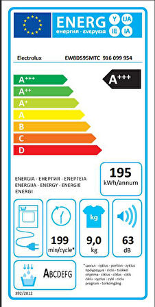 ELECTROLUX EW8D595MTC 9 KG ÇAMAŞIR KURUTMA MAKİNESİ