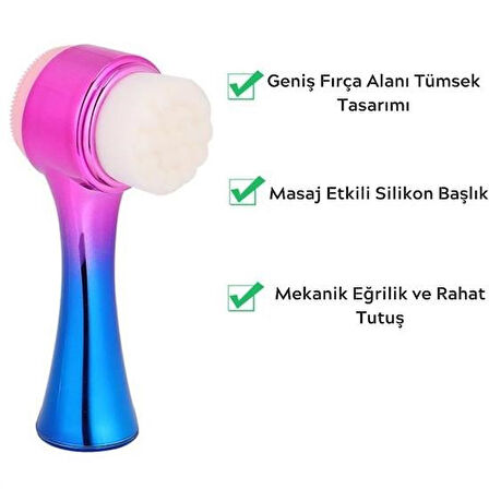 By Nevser® Çift İşlevli Renkli Cilt Yüz Temizleme Fırçası Peeling Masaj Etkili Gözenek Temizleyici Alet