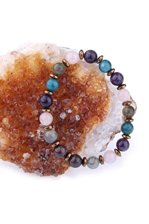 Pembe Kuvars Apatit Doğal Taş 8 Mm Bileklik