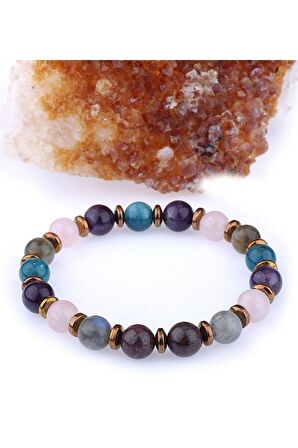 Pembe Kuvars Apatit Doğal Taş 8 Mm Bileklik