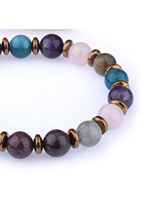 Pembe Kuvars Apatit Doğal Taş 8 Mm Bileklik