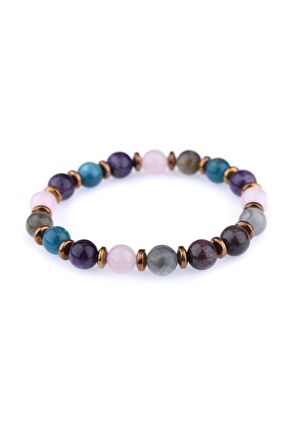 Pembe Kuvars Apatit Doğal Taş 8 Mm Bileklik