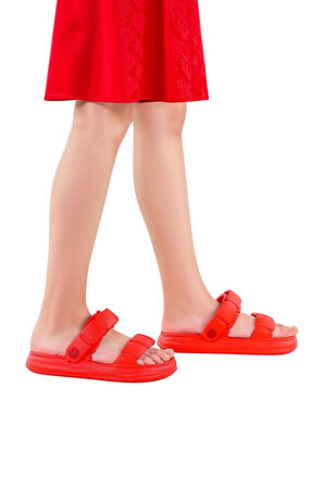 Plaj Havuz Hafif Rahat Kadın Sandalet KIRMIZI