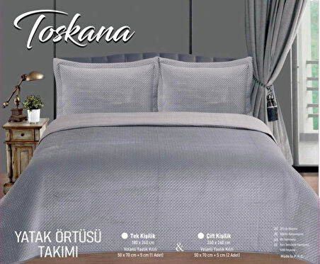 NİVEMESHOME YATAK ÖTÜSÜ ÇİFT KİŞİLİK 240X260 GRİ TOSKANA