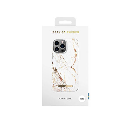 ideal of sweden Fashion Case Apple Iphone 13 Pro Max Uyumlu Tasarım Kılıf - Carrara Gold