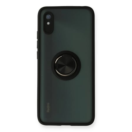 Xiaomi Redmi 9A Kılıf Montreal Yüzüklü Silikon Kapak - Siyah