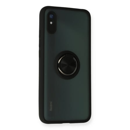 Xiaomi Redmi 9A Kılıf Montreal Yüzüklü Silikon Kapak - Siyah