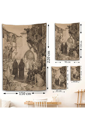 Alphonse Mucha - İmparator Lothair ve Masum Papa Duvar Örtüsü-7342