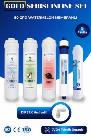 Kapalı Kasa Su Arıtma Cihazı 5 Aşama İnline Watermelon Membranlı Filtre Seti