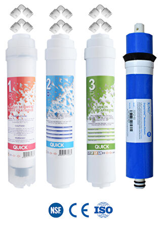 Set / Tezgah Üstü Su Arıtma Cihazı 80 Gpd King Membranlı 2'' Filtre Seti