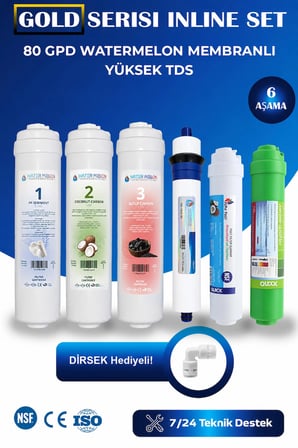Kapalı Kasa Su Arıtma Cihazı Filtresi 6 Aşamalı İnline Filtre Seti Watermelon membranlı