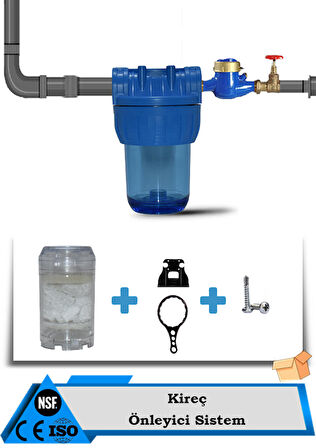 Daire Bina Sayaç Girişi 5" İnc 1 Aşama Su Arıtma Cihazı ( Kireç Önleyici Yumuşatma Sistemi )