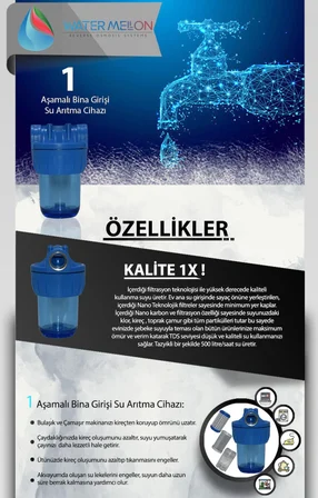 Daire Bina Sayaç Girişi 5" İnc 1 Aşama Su Arıtma Cihazı ( Tortu Çamur Önleyici Yumuşatma Sistemi )