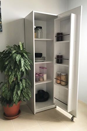 Erzak Dolabı Tek Kapaklı 160 cm Çok Amaçlı Dolap Kiler Dolabı Beyaz